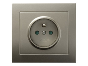 KIER Gniazdo pojedyncze z uziemieniem z przesłonami torów prądowych satyna light GP-1WZP/45 OSPEL