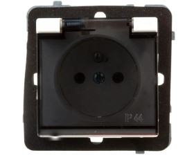 SONATA Gniazdo bryzgoszczelne z/u IP44 klapka przezroczysta ecru GPH-1RZ/m/27/d