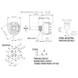 TruComponents 783115 Rotary Switch, Non-Illuminated, 4 Positions, Solder