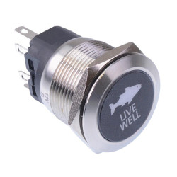 Live Well' Blue LED Momentary 22mm Vandal Push Button Switch SPDT 12V