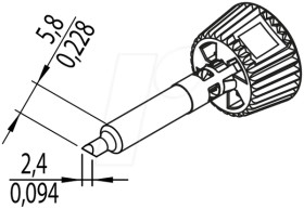 0142CDLF24A ERSADUR soldering tip, 2.4 mm, asymmetrical