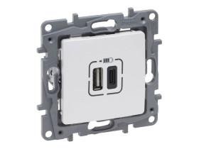 NILOE SELECTION Gniazdo USBx2 typ A+C 3A perła 762497 LEGRAND