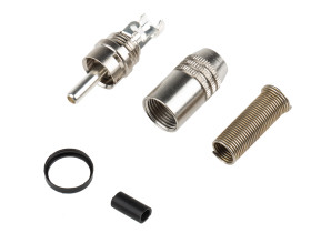 Wtyczka RCA 5A montaż na kablu, styki niklowane, posrebrzane