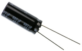 Kondensator 680μF 35V dc Radialny, Otwór przelotowy Panasonic roztaw: 5mm 10 (Dia.) x 25mm