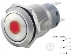 Przycisk chwilowy 19mm LED punkt czerw. 12V