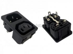 Gniazdo męskie/żeńskie zasil. do obudowy