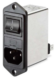 Filtr wejściowy złącza IEC1 4A C14 Schaffner Montaż na kołnierzu 5 x 20mm