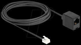 88094 Telephone cable, RJ11 plug / RJ45 jack, black, 3 m