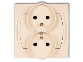 LOGO Gniazdo podwójne do ramki poziomej z uziemieniem (przesłony torów prądowych) beżowy 1LGPR-2zp KARLIK