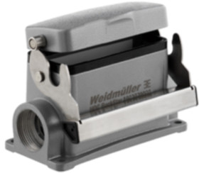 Surface mount housing, size D40, die-cast aluminum, PG29, angled, longitudinal bow locking, IP65, 1658410000