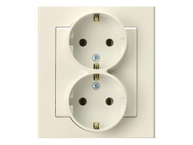 SONATA Gniazdo podwójne z uziemieniem IP20 z ramką ecru GP-2RS/27 OSPEL