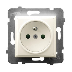 ARIA Gniazdo pojedyncze z/u z przesłonami torów prądowych ecru GP-1UZP/m/27