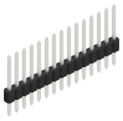 Pin header, 15 pole, pitch 1.27 mm, straight, black, 10060107
