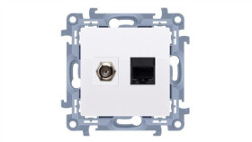 Kontakt-Simon 10 Gniazdo Antenowe F + Komputerowe Rj45 Biały Mat