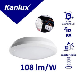 Plafoniera LED DABA PRO 26W NW-SE-W 2800lm 4000K biała IP65 IK10 z czujnikiem mikrofalowym 5 lat Gwar. 19066