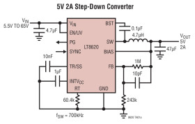 65V, 2A Synchronous Step-Down Regulator with 2.5μA Quiescent Current