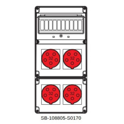 Rozdzielnica 4x5x32A INA=32A IP54 SB-108805-S0170-54