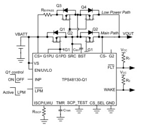 Automotive 100V low-Iq high-side driver with low-power mode and adjustable short-circuit protection