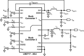 Dual step-down DC/DC converter with adjustable output
