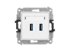 MINI Mechanizm gniazda podwójnego 2xUSB A-A 3.0 biały mat 25MGUSB-6 KARLIK