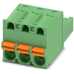 Socket header, 3 pole, pitch 5 mm, straight, green, 1910364