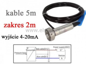 Hydrostatyczny czujnik poziomu; zakres 2m; 4-20mA