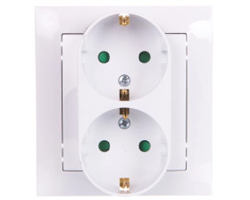 IMPRESJA Gniazdo podwójne z/u Schuko z przesłonami białe GP-2YSP/00