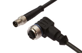 Złącze do samokonfekcjonowania M12 żeńskie 3-pinowe kątowe M8 męskie 3-pinowe proste 3x0,34mm² PUR 60V IP67 VK030F60