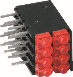 LED display, horizontal, 2.2 V, red, 6 mcd, pitch 2.54 mm, LED number: 8, 2816.2005