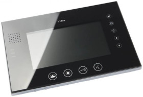 Monitor głośnomówiący, kolor czarny. 7 cali. Obsługa 2 stacji bramowych (lub 1 stacja + 1 kamera CCTV)