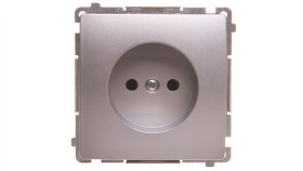 Simon Basic Gniazdo Pojedyncze B/U 16A 250V Srebrny Mat Bmg1.01/43