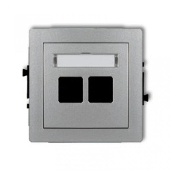 DECO Mechanizm gniazda komputerowego podwójnego bez modułu srebrny metalik 7DGM-2p PT-GN-DE-80-07-ND-00