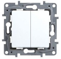 PDU-NILOE2PW Łącznik 250V - standard PL, podwójny, biały, podtynkowy - model NILOE (bez ramki)