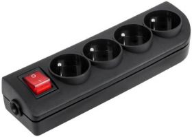 Gniazdo przedĹuĹźacza x 4 z uziemieniem i wyĹÄcznikiem czarne GN-40W-2