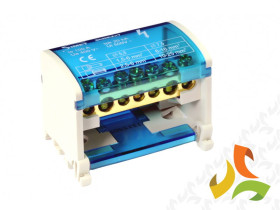 Blok rozdzielczy modułowy 2-biegunowy 2x(5x6 mm2/2x25 mm2) TS35 niebieski ShNK2x7 85134002 SIMET