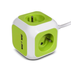 MagicCube poczwórne gniazdko prądowe, 2 wejścia usb 1,4m GreenBlue GB118 GB118