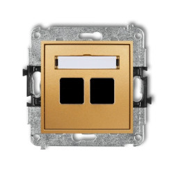 MINI Mechanizm gniazda multimedialnego podwójnego bez modułu (standard Keystone) złoty 29MGM-2P