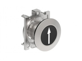 Metalowy przycisk płaski fi30mm kryty samoczynny powrót z symbolem STRZAŁKA W GÓRĘ Czarny LPFB1152