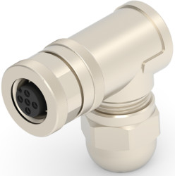 Circular connector, 3 pole, screw connection, screw locking, angled, T4112011031-000