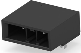 Pin header, 3 pole, pitch 5.08 mm, angled, black, 1-178138-5