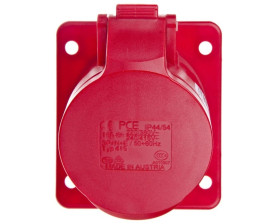 Gniazdo tablicowe skośne 16A 5P 400V /75x85/ czerwone IP44 415-6F87