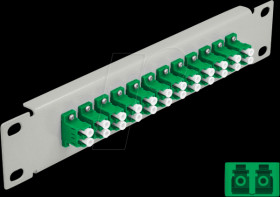 66787 10" Fiber Optic Patch Panel 12 Port LC Duplex green 1U grey