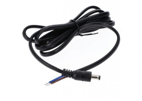 Wtyk DC 5.5x2.1 5A przewód czarny 150cm 18awg