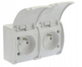 Koala gniazdo podwójne natynkowe z klapką IP44