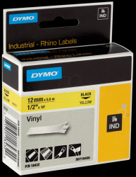 18432 DYMO IND tape, vinyl, 12 mm, black/yellow