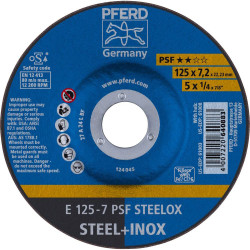 PFERD 62012640 PSF Steelox Grinding Disc 125mm 10pcs steel stainless