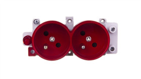 Simon Connect Gniazdo Cima Podwójne Z/U 16A Ip20 Czerwone/ Czysta Biel S2/6/9