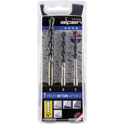 Alpen 0000101803100 Concrete Drill Bit Set 3-Piece 5-8mm in Plastic Case