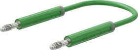 Measuring lead with (4 mm lamella plug, straight) to (4 mm lamella plug, straight), 1 m, green, PVC, 1.0 mm², 64.1070-10025