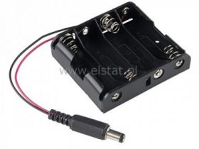 Koszyk na baterie 4xR6 ( IIII) 1 strona + wtyk 2,1